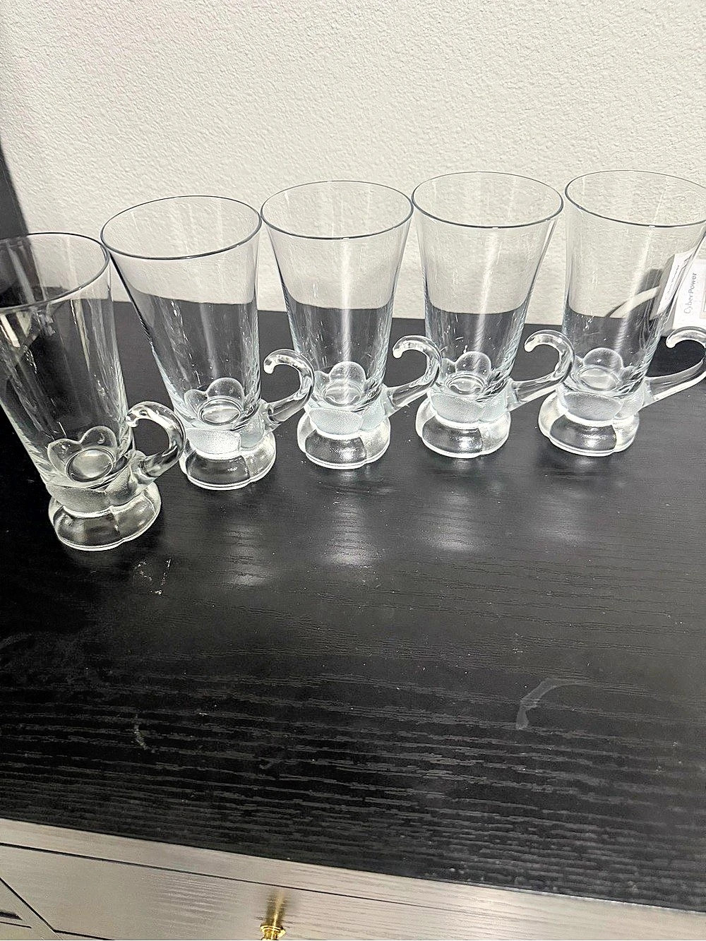 Vintage footed glass mugs Set of 5